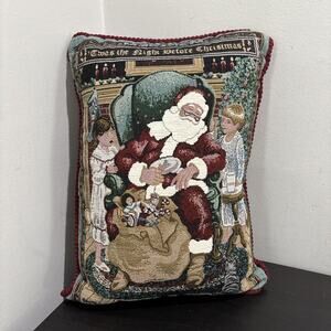 Tapestry Throw Pillow “Twas the Night Before Christmas” Betty Whiteaker Santa